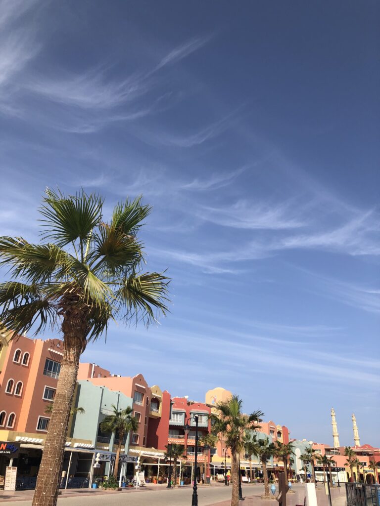 colorful buildings along the waterfront at Hurghada